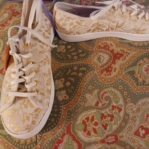 Keds Rifle Paper Company 8.5 39.5 gold white flats sneakers shoes new with tag
